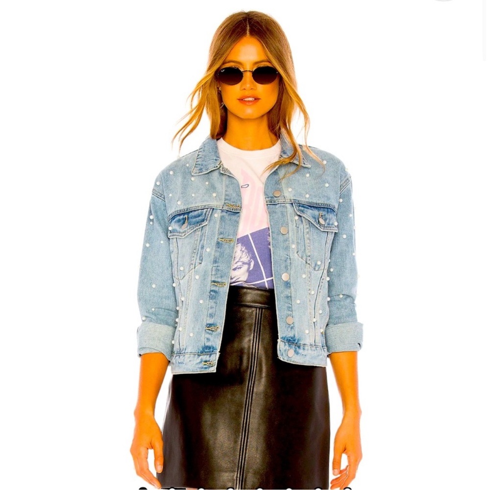 Revolve Superdown Pearl Denim Jacket Medium